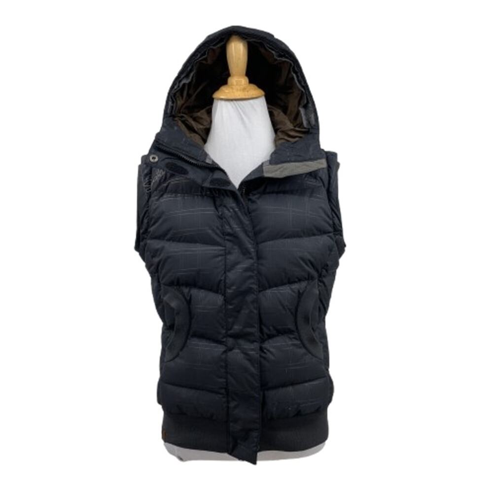 Salomon Vest Womens Small Black Down Puffer Hooded Full Zip Sleeveless Insulated